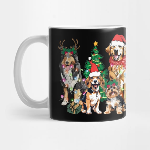 Christmas Lights Xmas Dog Tree Cute Funny Puppy Dogs Xmas by rivkazachariah